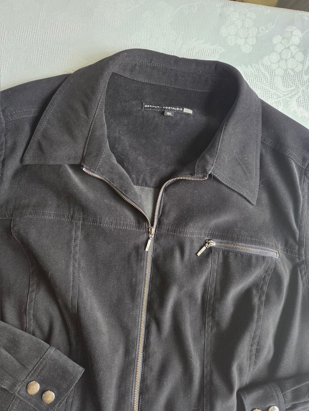Optimum Nostalgia - Jacket Black Faux Suede Zip Up - Picture 4 of 13